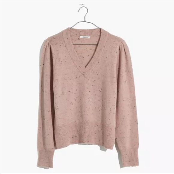 Madewell Wool Blend Muted Pink V Neck Sweater - Picture 9 of 10